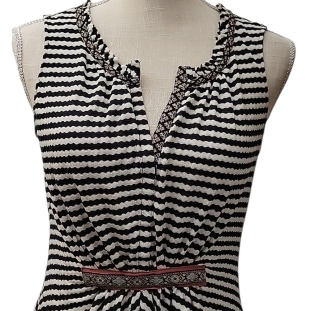 One September Anthroplogie Elegant Black and White Striped Blouse - Picture 3 of 7